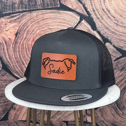 Personalisierte Hundeohren Leder Patch Hut Hund Trucker Hut Baseball-Cap für Tierliebhaber