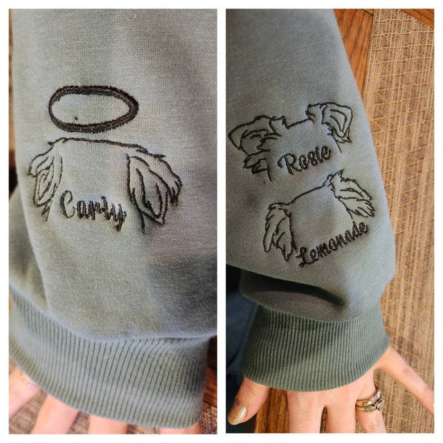 Sudadera con capucha personalizada con orejas de mascota bordadas "Llevo mi corazón en la manga", regalo para amantes de los perros