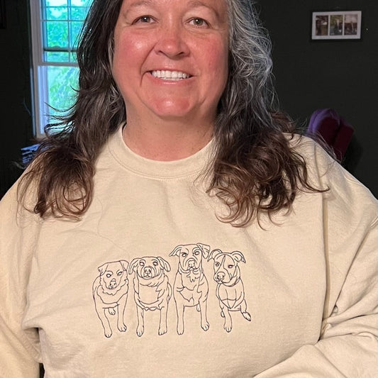Personalized Embroidered Pet Portrait Line Art Sweatshirt for Pet Lovers