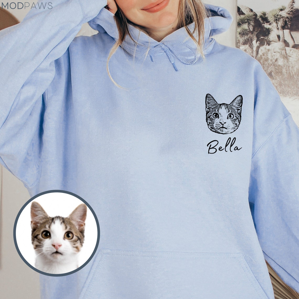 Sudadera con capucha personalizada con cara y nombre de mascota, regalo para mamás de perros y gatos, amantes de las mascotas