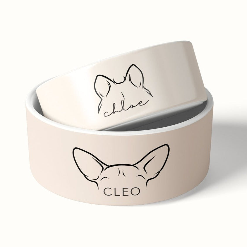 Cuenco de cerámica personalizado para perros con orejas de perro y nombre, regalo para amantes de las mascotas