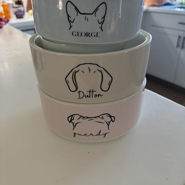 Cuenco de cerámica personalizado para perros con orejas de perro y nombre, regalo para amantes de las mascotas