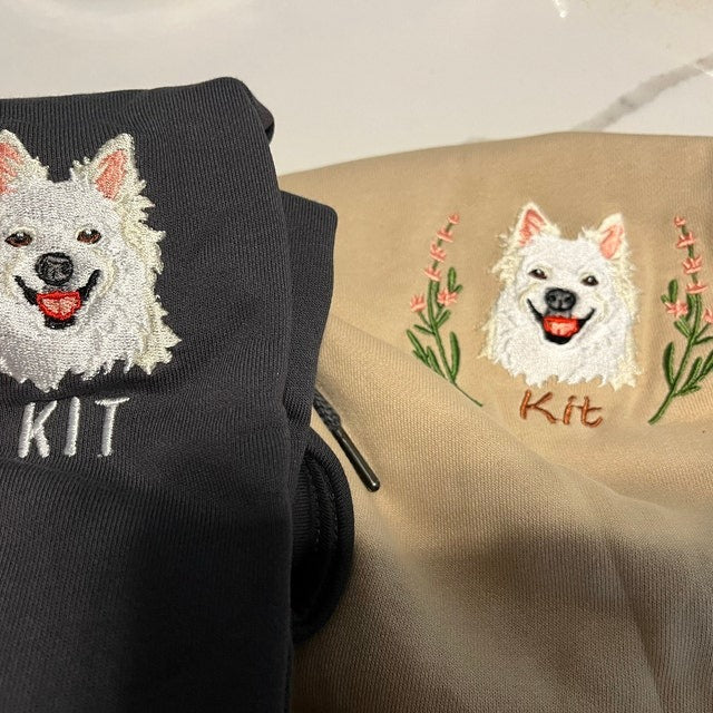 Sudadera con capucha y corona con retrato y nombre de mascota bordados, regalo de Navidad para amantes de las mascotas