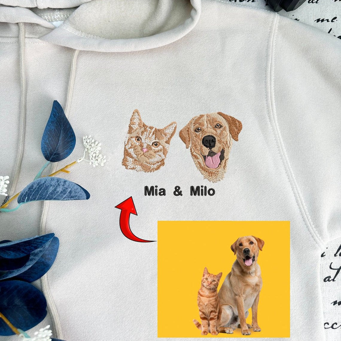 Sudadera personalizada con el nombre y la cara de tu mascota bordada para amantes de las mascotas