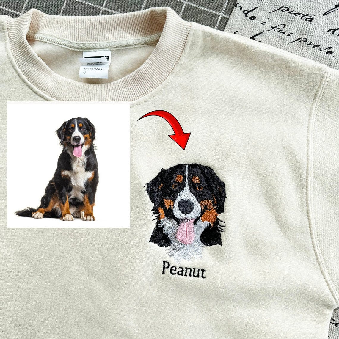 Sudadera personalizada con el nombre y la cara de tu mascota bordada para amantes de las mascotas