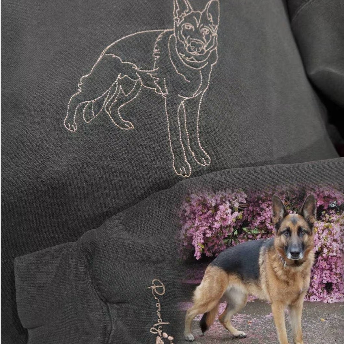 Embroidered Portrait Line Art Sweatshirt Hoodie Gift for Dog Mom/Dad Any Pet Lovers