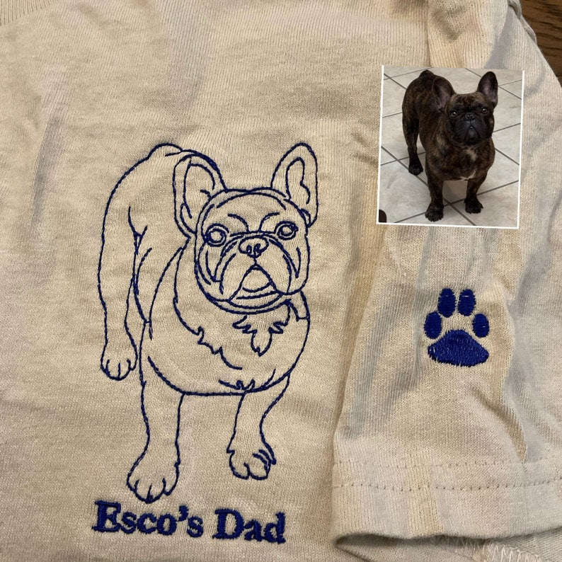 Embroidered Portrait Line Art Sweatshirt Hoodie Gift for Dog Mom/Dad Any Pet Lovers