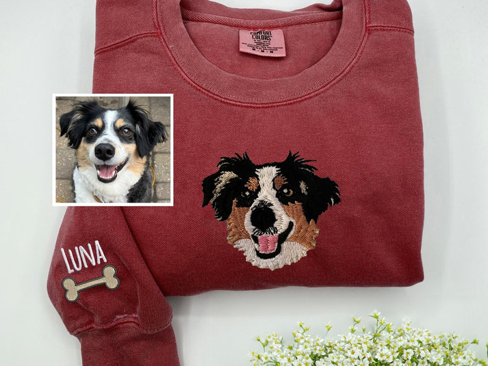 Sudadera personalizada con el nombre y la cara de tu mascota bordada para amantes de las mascotas