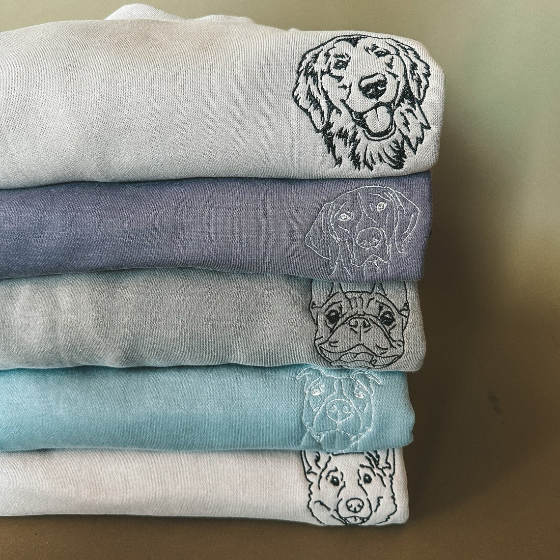 Embroidered Pet Dog Cat Face and Pet Name on Sleeve Sweatshirt Hoodie Gift for Pet Lovers