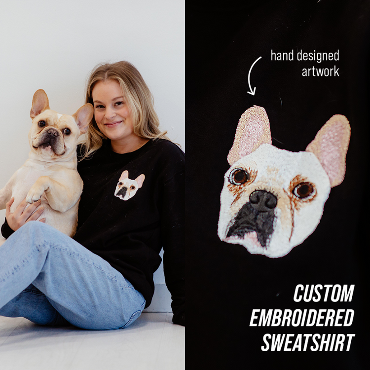 Personalized Embroidered Pet Face Sweatshirt Custom Dog Photo Hoodie Gift for Pet Lovers