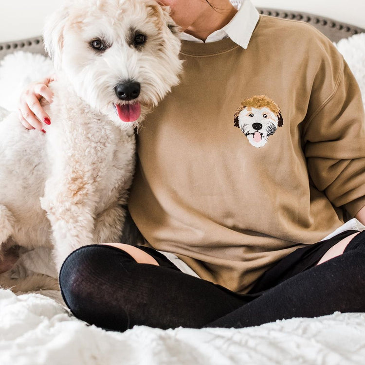 Personalized Embroidered Pet Face Sweatshirt Custom Dog Photo Hoodie Gift for Pet Lovers