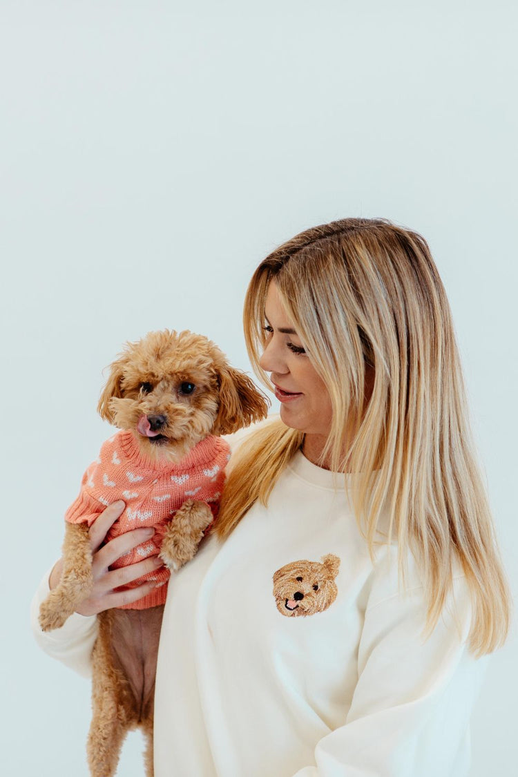Personalized Embroidered Pet Face Sweatshirt Custom Dog Photo Hoodie Gift for Pet Lovers