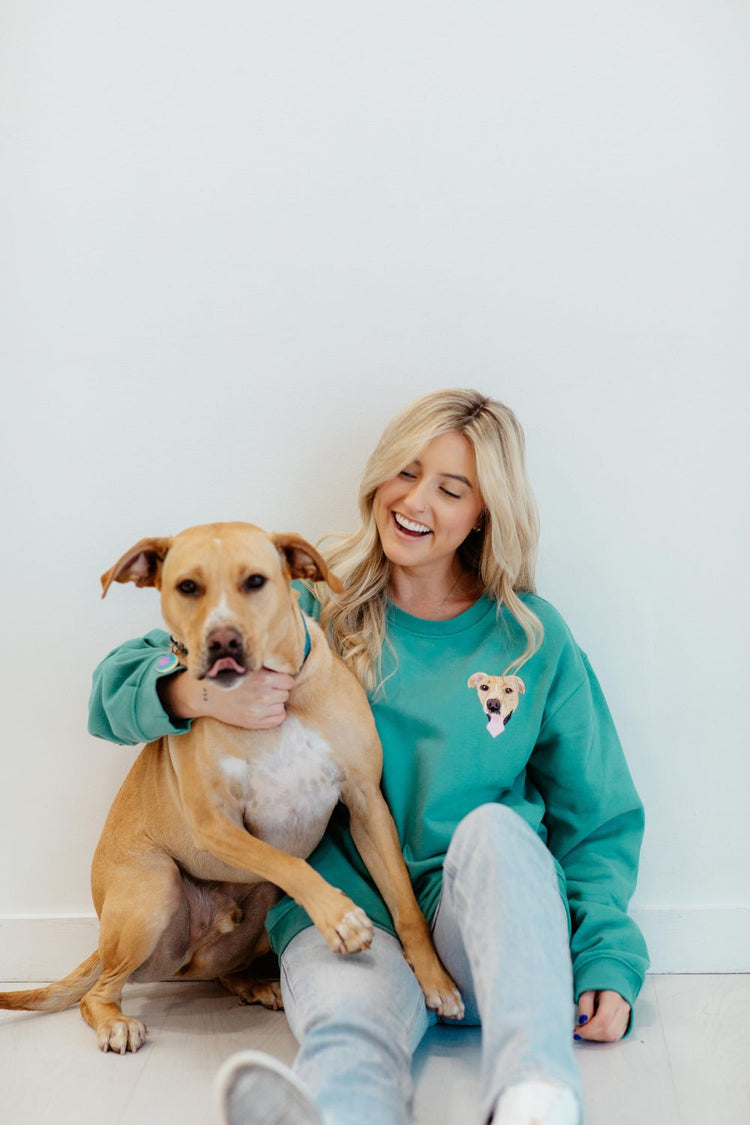 Personalized Embroidered Pet Face Sweatshirt Custom Dog Photo Hoodie Gift for Pet Lovers