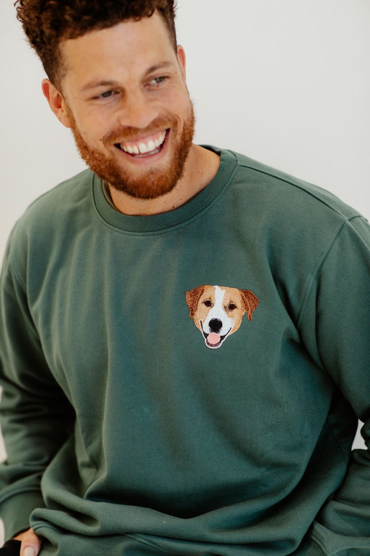 Personalized Embroidered Pet Face Sweatshirt Custom Dog Photo Hoodie Gift for Pet Lovers