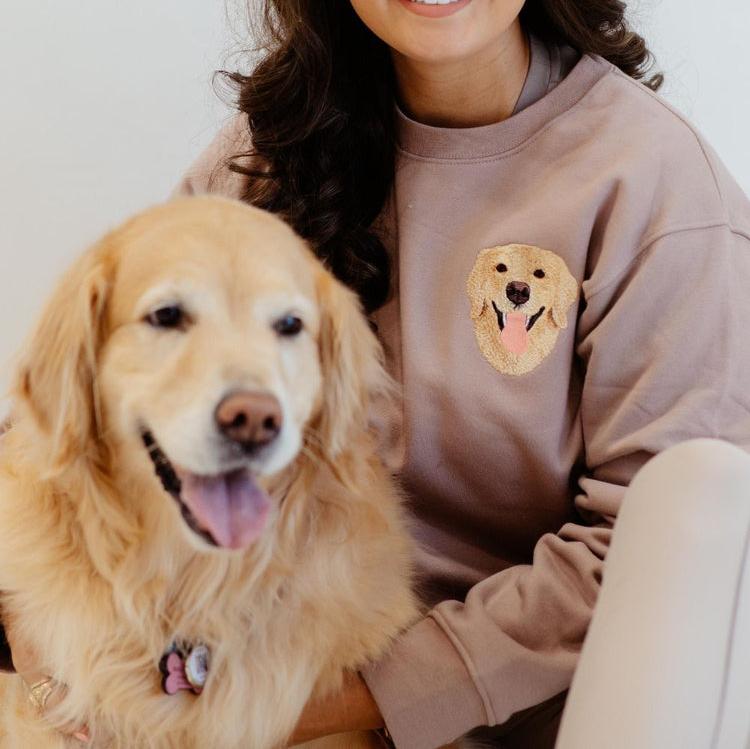 Personalized Embroidered Pet Face Sweatshirt Custom Dog Photo Hoodie Gift for Pet Lovers