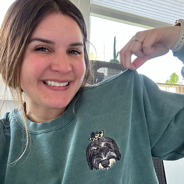 Embroidered Pet Portrait Hoodie with Pet Face Gift for Pet Lovers