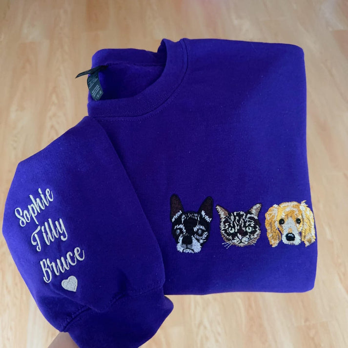 Sudadera personalizada con el nombre y la cara de tu mascota bordada para amantes de las mascotas