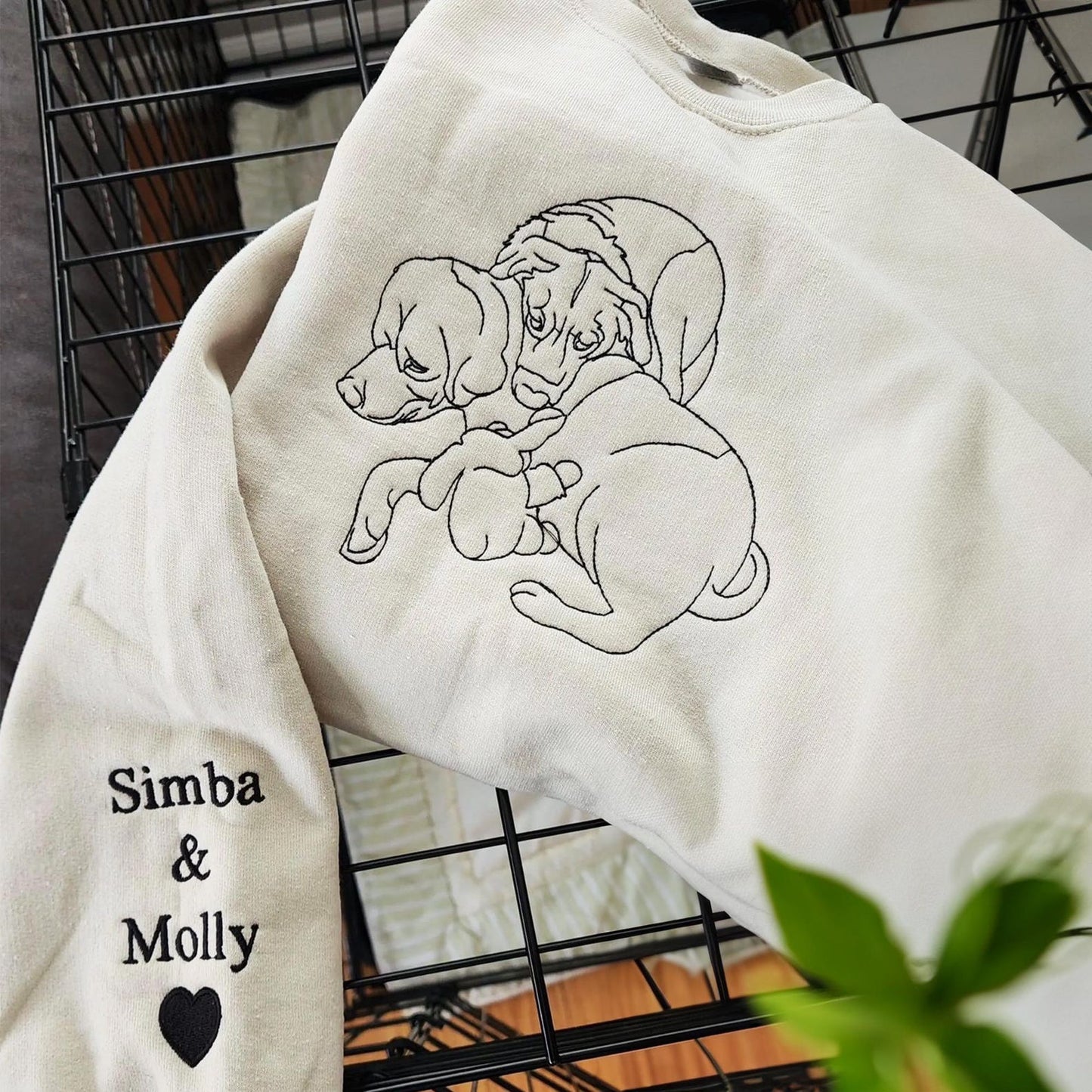 Embroidered Portrait Line Art Sweatshirt Hoodie Gift for Dog Mom/Dad Any Pet Lovers