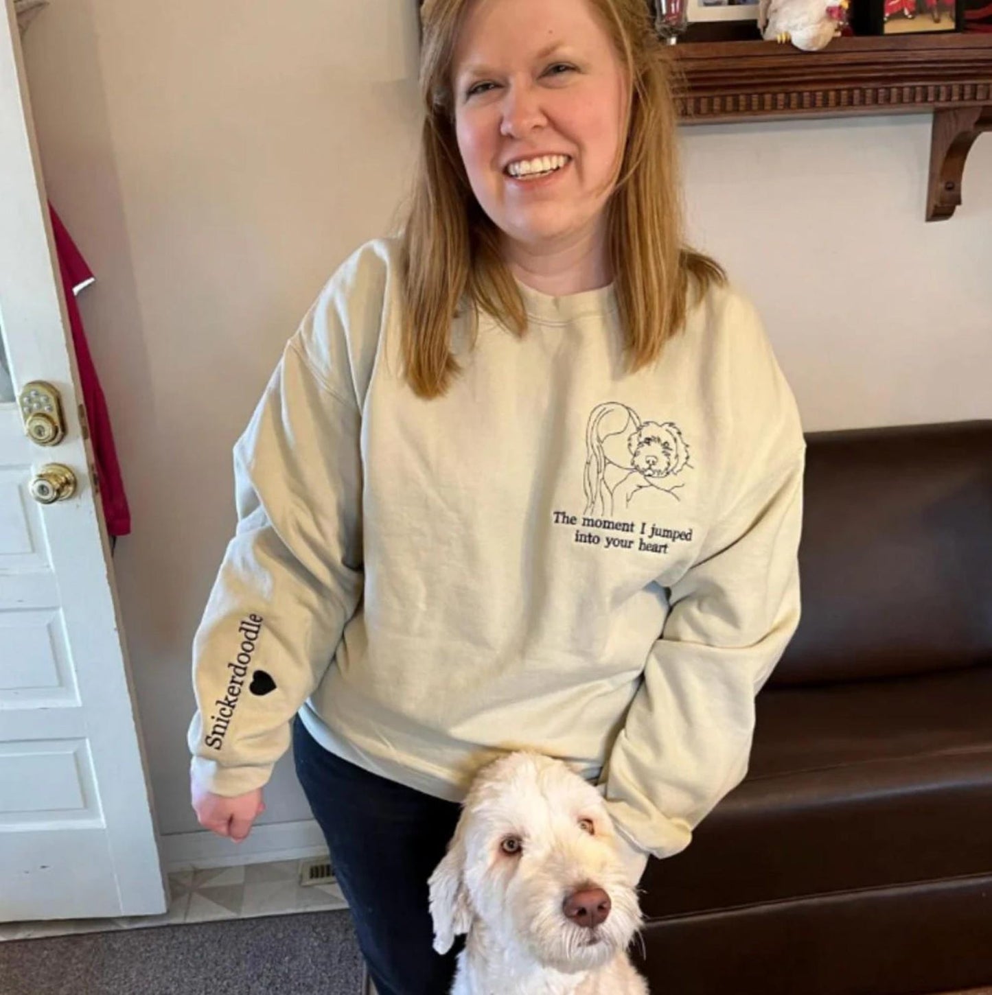 Embroidered Portrait Line Art Sweatshirt Hoodie Gift for Dog Mom/Dad Any Pet Lovers
