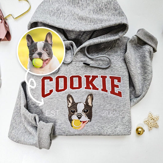 Custom Embroidered Dog Pet Face and Name Est Sweatshirt Hoodie for Pet Lovers