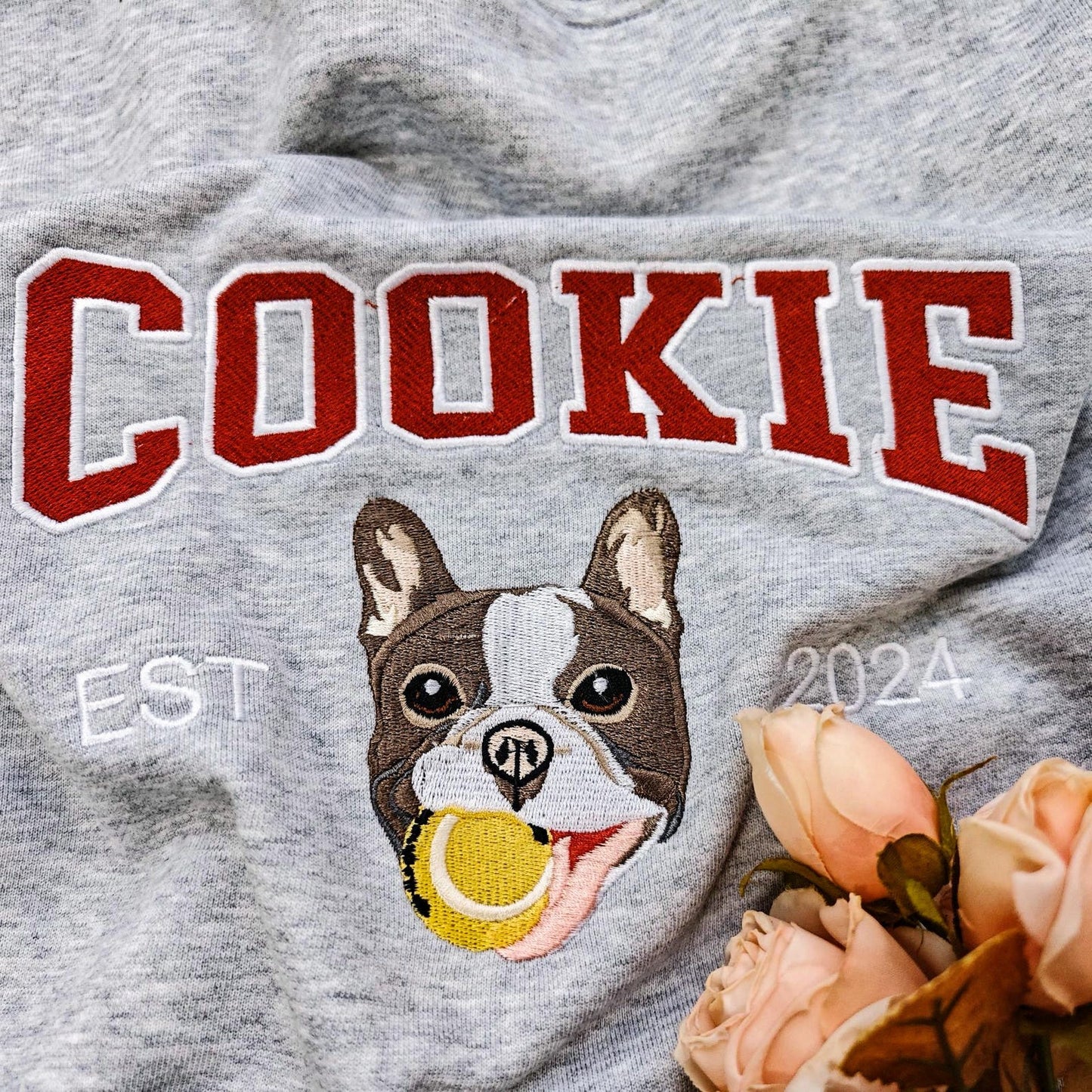 Custom Embroidered Dog Pet Face and Name Est Sweatshirt Hoodie for Pet Lovers