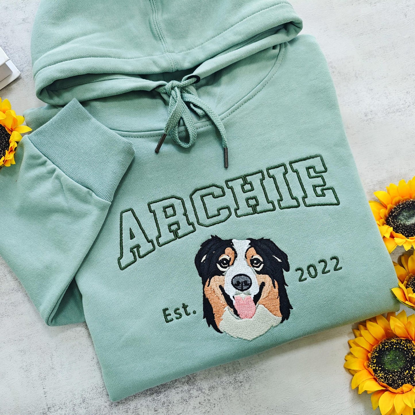 Custom Embroidered Dog Pet Face and Name Est Sweatshirt Hoodie for Pet Lovers