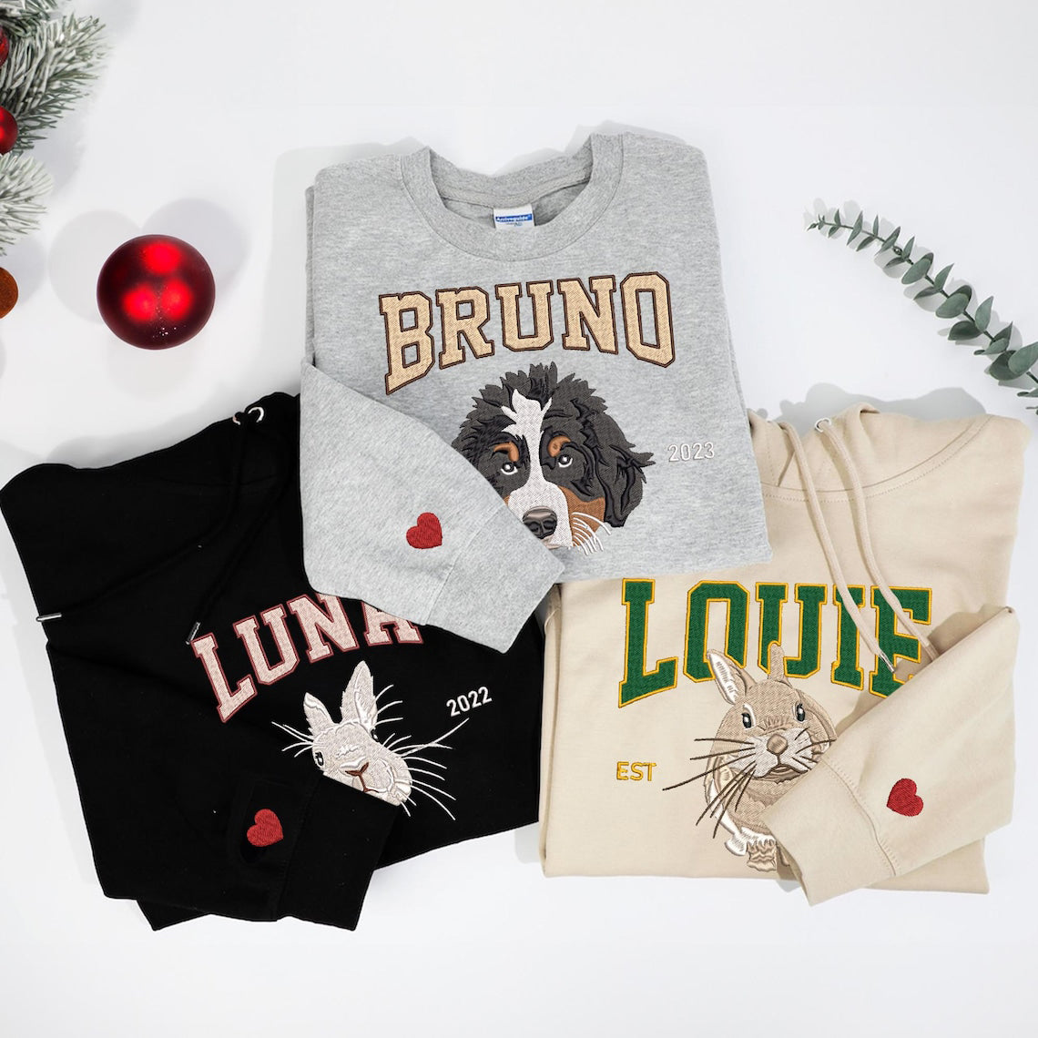 Pet Embroidered Sweatshirt, Embroidered Dog Hoodie, Custom Dog Face Embroidered Sweatshirt From Photo Gift For Dog Mom Pet Lovers
