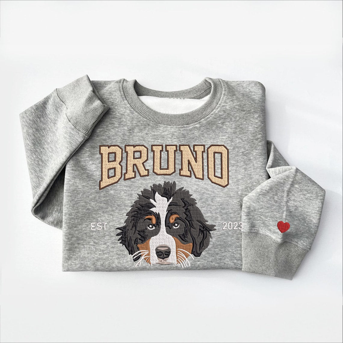 Pet Embroidered Sweatshirt, Embroidered Dog Hoodie, Custom Dog Face Embroidered Sweatshirt From Photo Gift For Dog Mom Pet Lovers