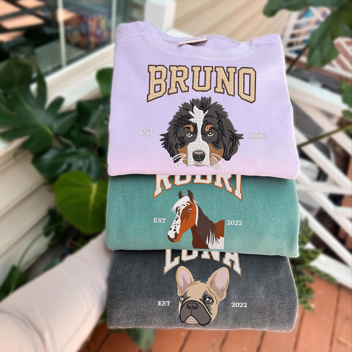 Pet Embroidered Sweatshirt, Embroidered Dog Hoodie, Custom Dog Face Embroidered Sweatshirt From Photo Gift For Dog Mom Pet Lovers