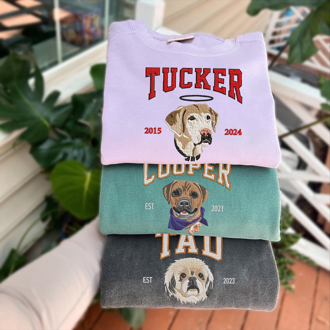 Pet Embroidered Sweatshirt, Embroidered Dog Hoodie, Custom Dog Face Embroidered Sweatshirt From Photo Gift For Dog Mom Pet Lovers