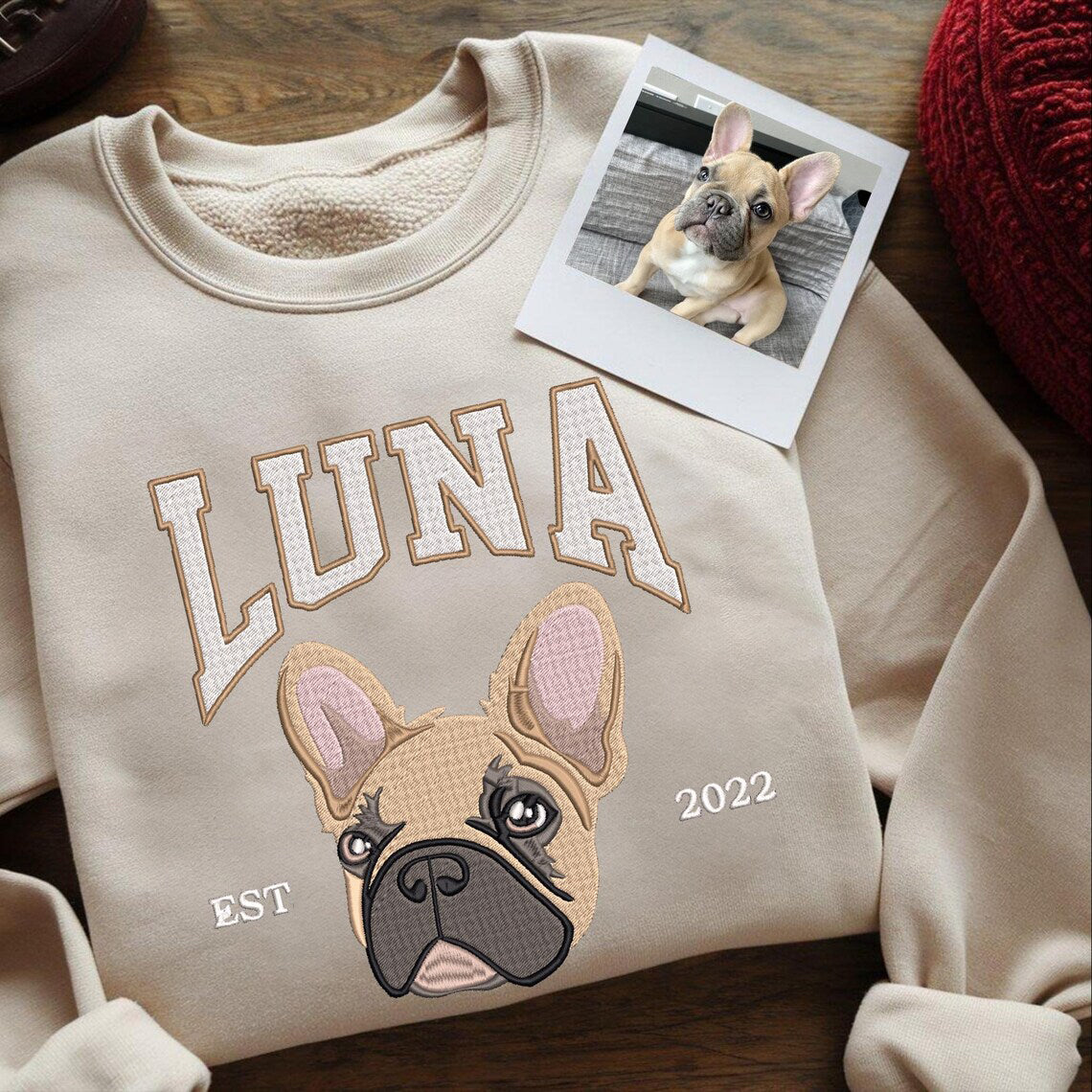 Pet Embroidered Sweatshirt, Embroidered Dog Hoodie, Custom Dog Face Embroidered Sweatshirt From Photo Gift For Dog Mom Pet Lovers