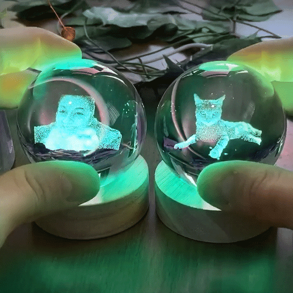 Personalized Pet Picture Crystal Ball Night Light Pet Memorial Gift for Pet Lovers