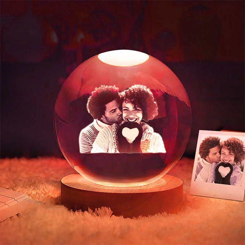 Personalized Pet Picture Crystal Ball Night Light Pet Memorial Gift for Pet Lovers
