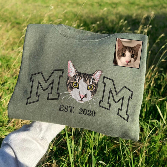 Personalisiertes besticktes Haustiergesicht und Haustiername Sweatshirt Hundeportrait bestickt Crewneck Haustierliebhaber Geschenk