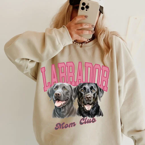 Sudadera con capucha bordada para mamá de perro con retrato de mascota y nombres de mascotas, regalo para amantes de las mascotas