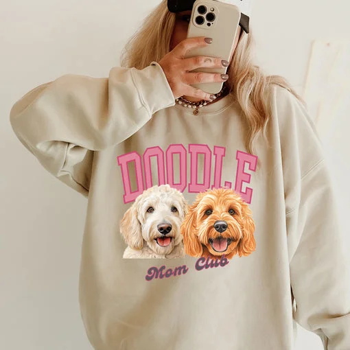 Sudadera con capucha bordada para mamá de perro con retrato de mascota y nombres de mascotas, regalo para amantes de las mascotas