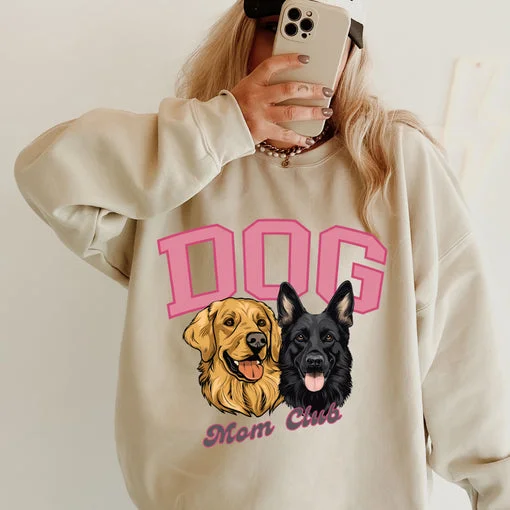 Sudadera con capucha bordada para mamá de perro con retrato de mascota y nombres de mascotas, regalo para amantes de las mascotas