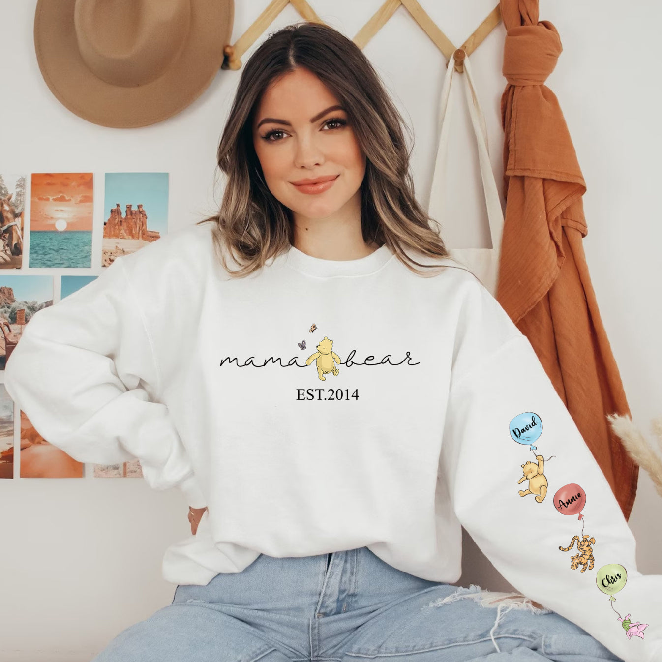 Personalisiertes Sweatshirt „Diese Mama trägt ihr Herz auf der Zunge“ mit individuellen Namen, warmes Geschenk für die liebe Mama