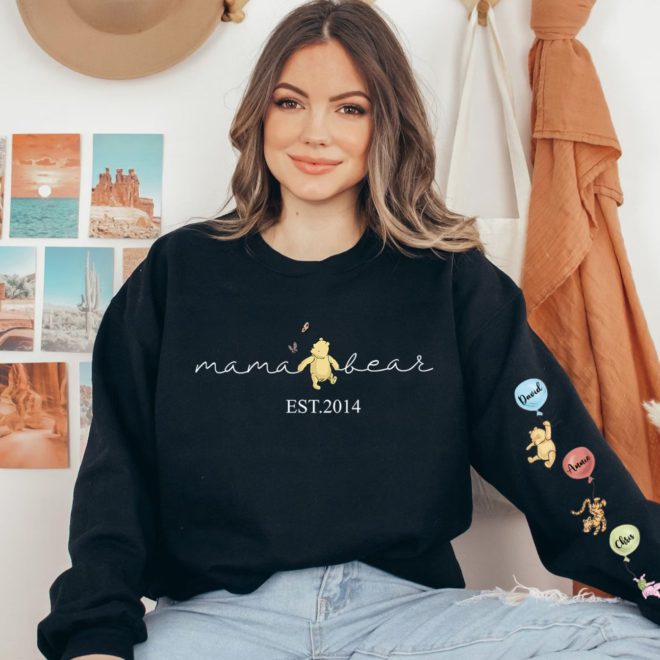 Personalisiertes Sweatshirt „Diese Mama trägt ihr Herz auf der Zunge“ mit individuellen Namen, warmes Geschenk für die liebe Mama