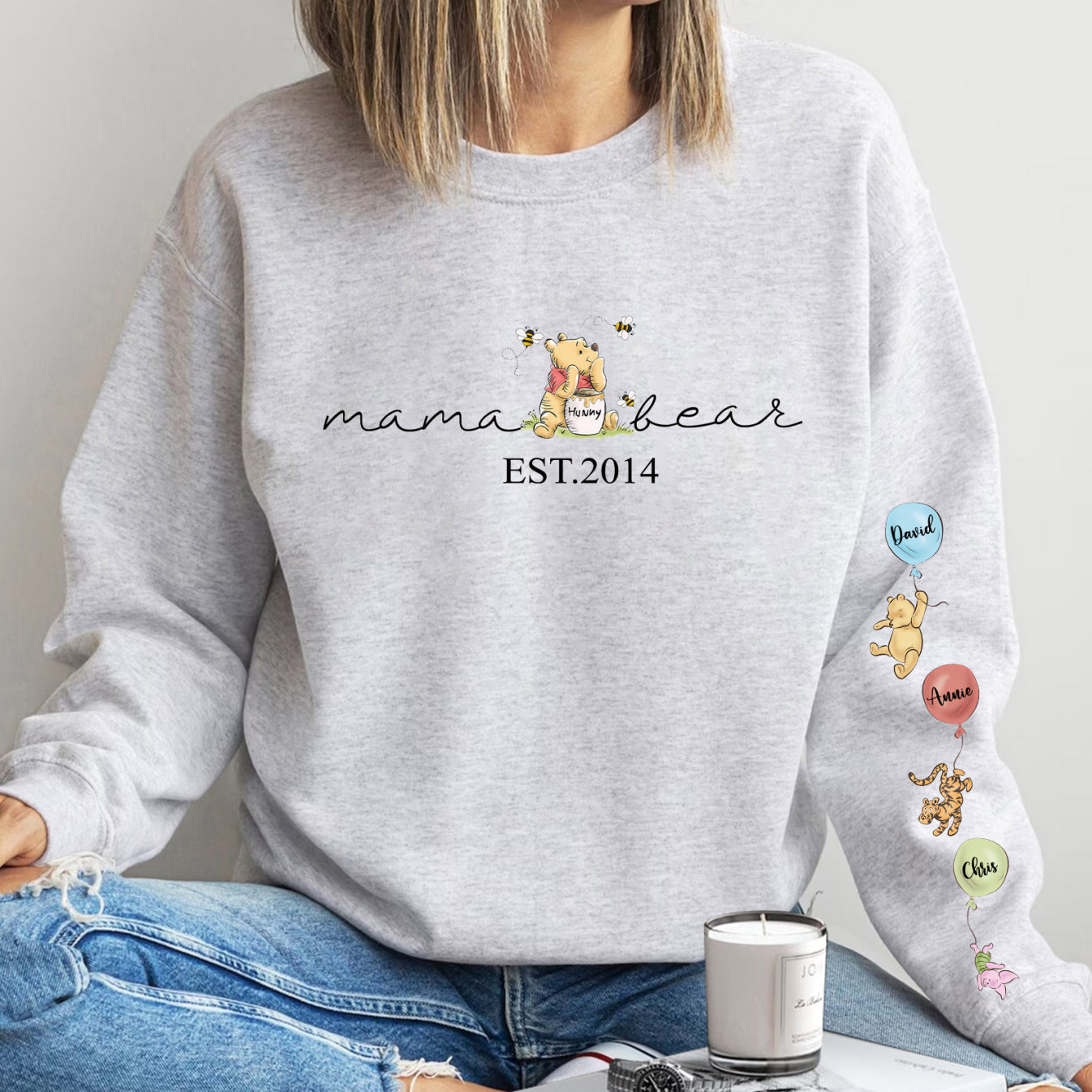 Personalisiertes Sweatshirt „Diese Mama trägt ihr Herz auf der Zunge“ mit individuellen Namen, warmes Geschenk für die liebe Mama