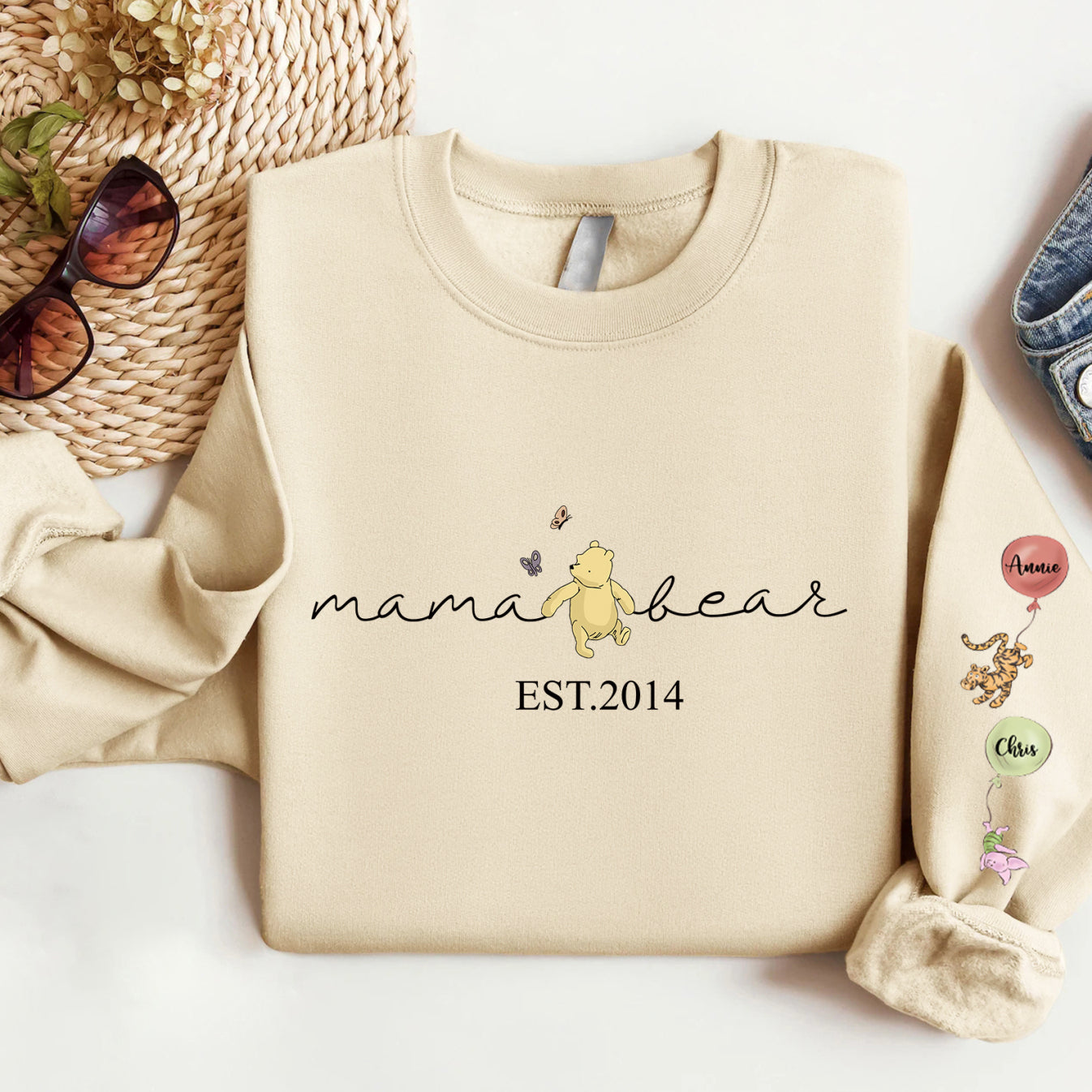 Personalisiertes Sweatshirt „Diese Mama trägt ihr Herz auf der Zunge“ mit individuellen Namen, warmes Geschenk für die liebe Mama