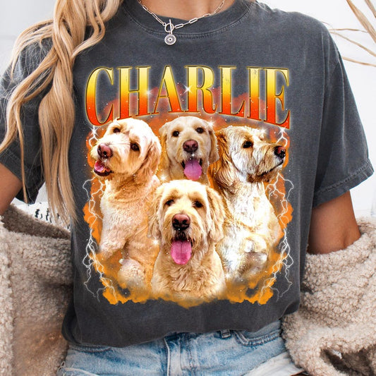 Custom Bootleg Pet Photo Vintage T-Shirt – Personalized Gift for Dog & Cat Lovers