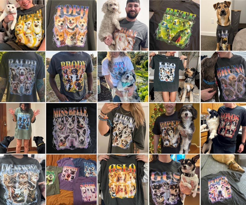 Custom Bootleg Pet Photo Vintage T-Shirt – Personalized Gift for Dog & Cat Lovers