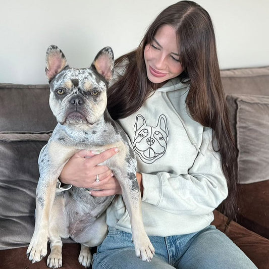 Sudadera con capucha bordada personalizada con retrato de mascota, regalo para dueños de perros y amantes de los gatos. 