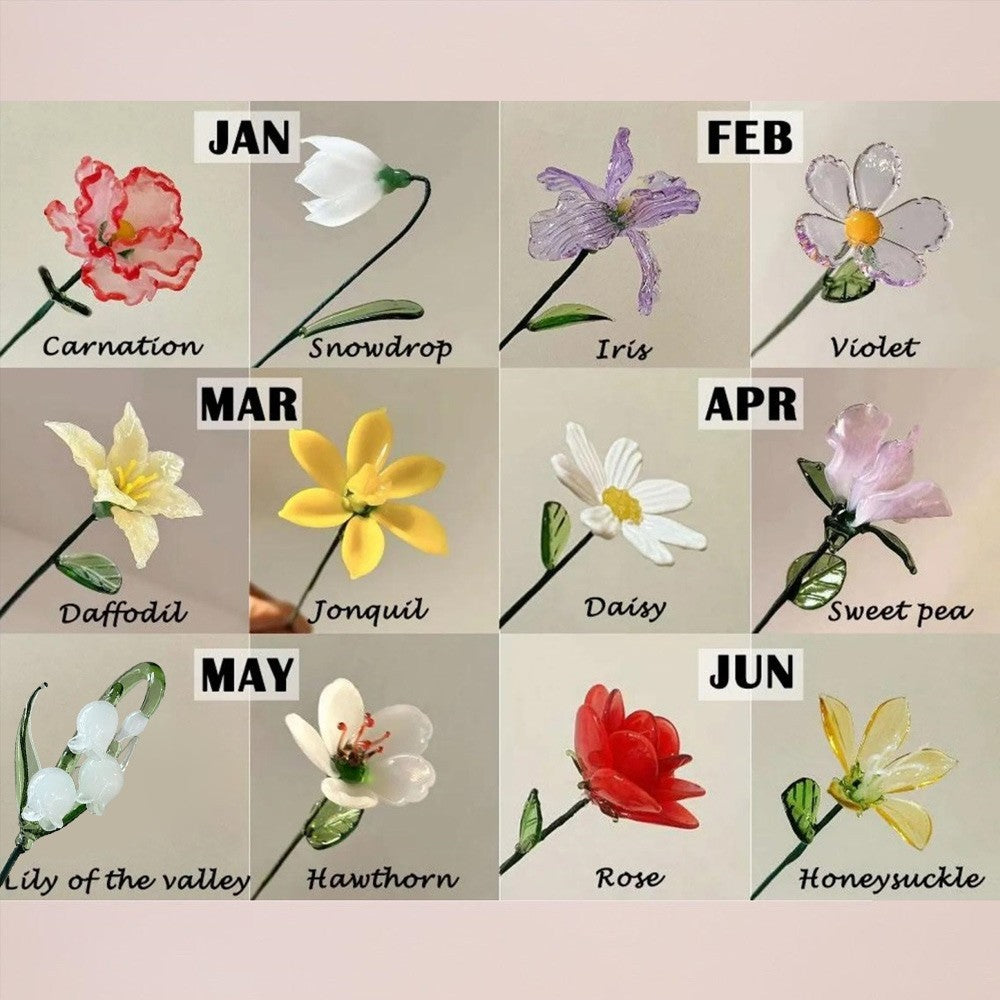 Personalized Mini Glass Birth Month Flower Unique Gifts for Mom Grandma Mother's Day Christmas Gift Ideas