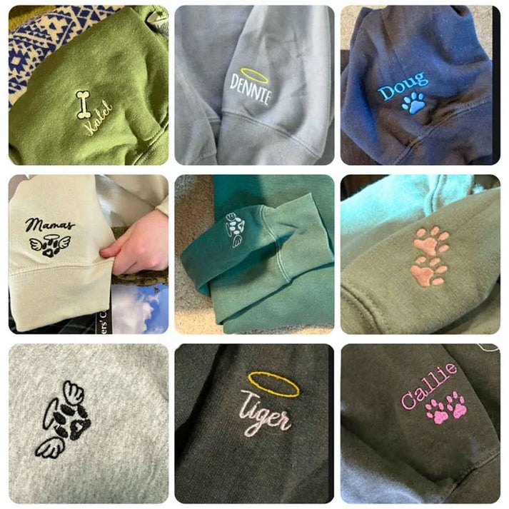Personalized Embroidered Pet Face and Name Sweatshirt Custom Dog Cat Photo Hoodie Gift for Pet Lovers