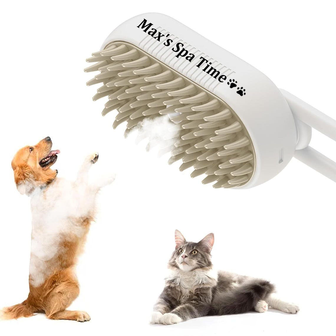 Customized Pet Steam Brush 3 in 1 Massaging Cleaning shedding hair Gift For Pet Lovers