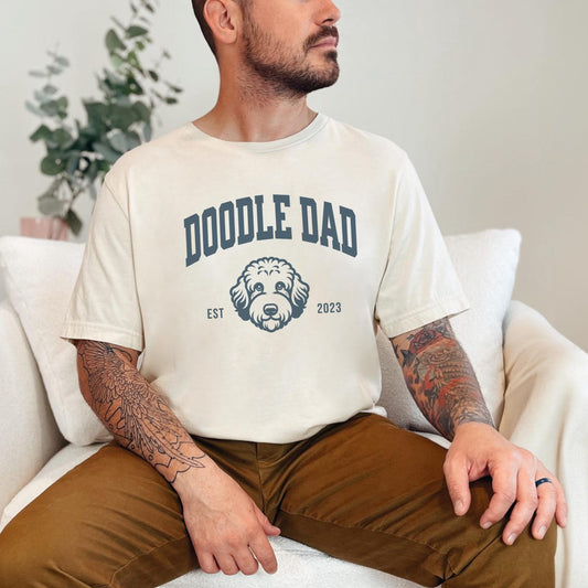 Personalized Dog Dad Tshirt with Dog Face and Est Year Father's Day Keepsake Gift for Dog Lovers