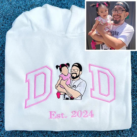 Sudadera con capucha bordada personalizada para papá con nombre del niño y fecha de nacimiento para el Día del Padre 