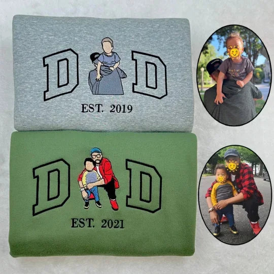 Sudadera con capucha bordada personalizada para papá con nombre del niño y fecha de nacimiento para el Día del Padre 